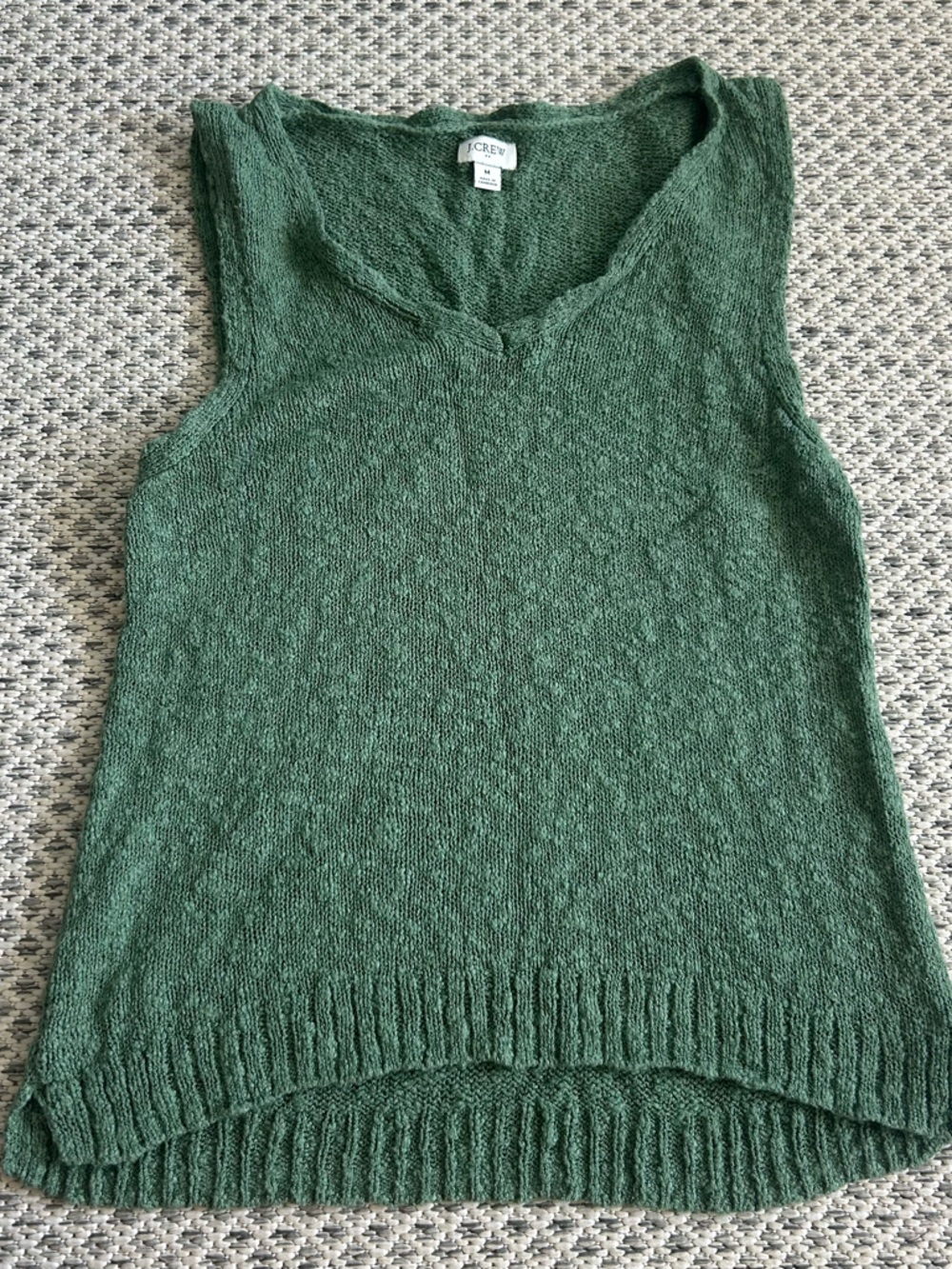 J. Crew Forest Green V-Neck Sleeveless Sweater
